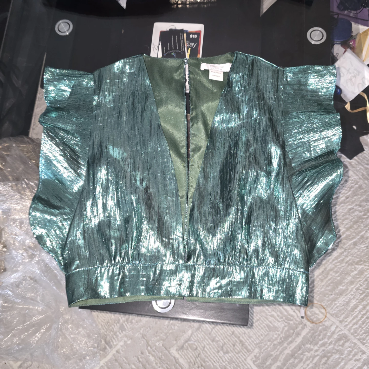 Collective The Label Emerald Green Metallic Top - US 8