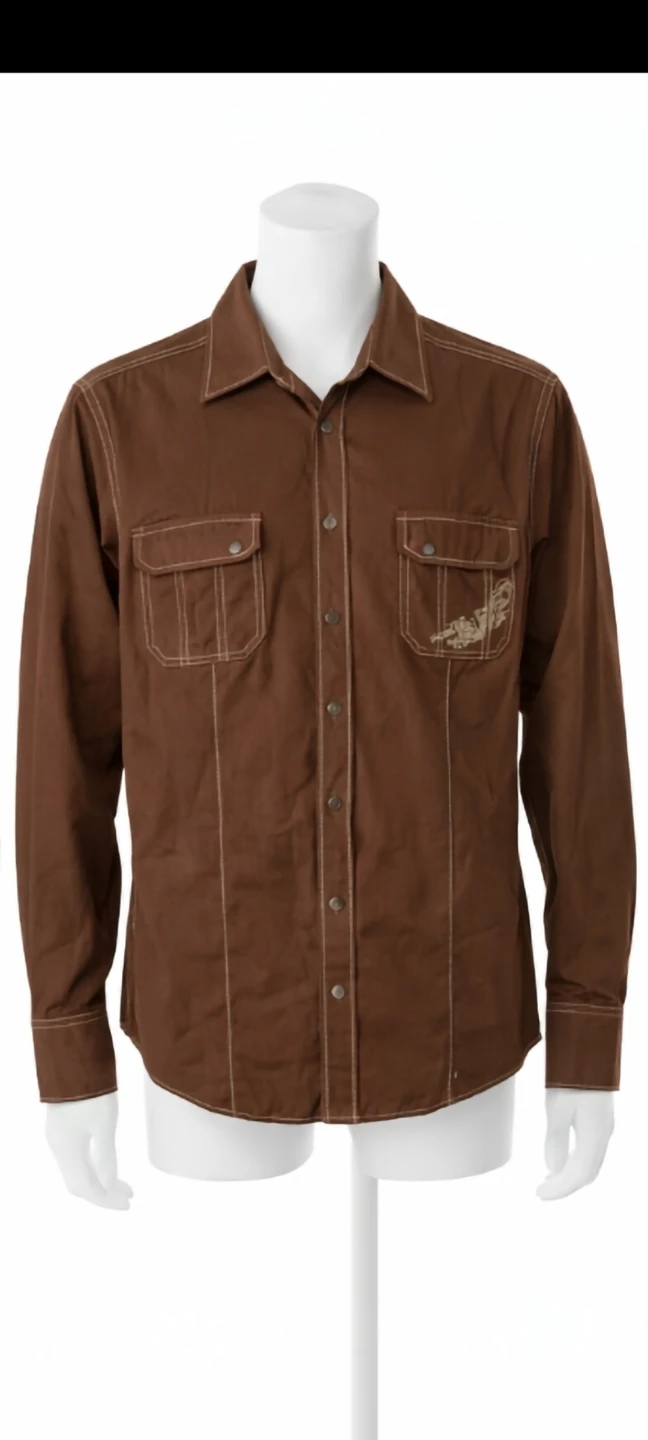 Maestro long-sleeve button-up brown shirt