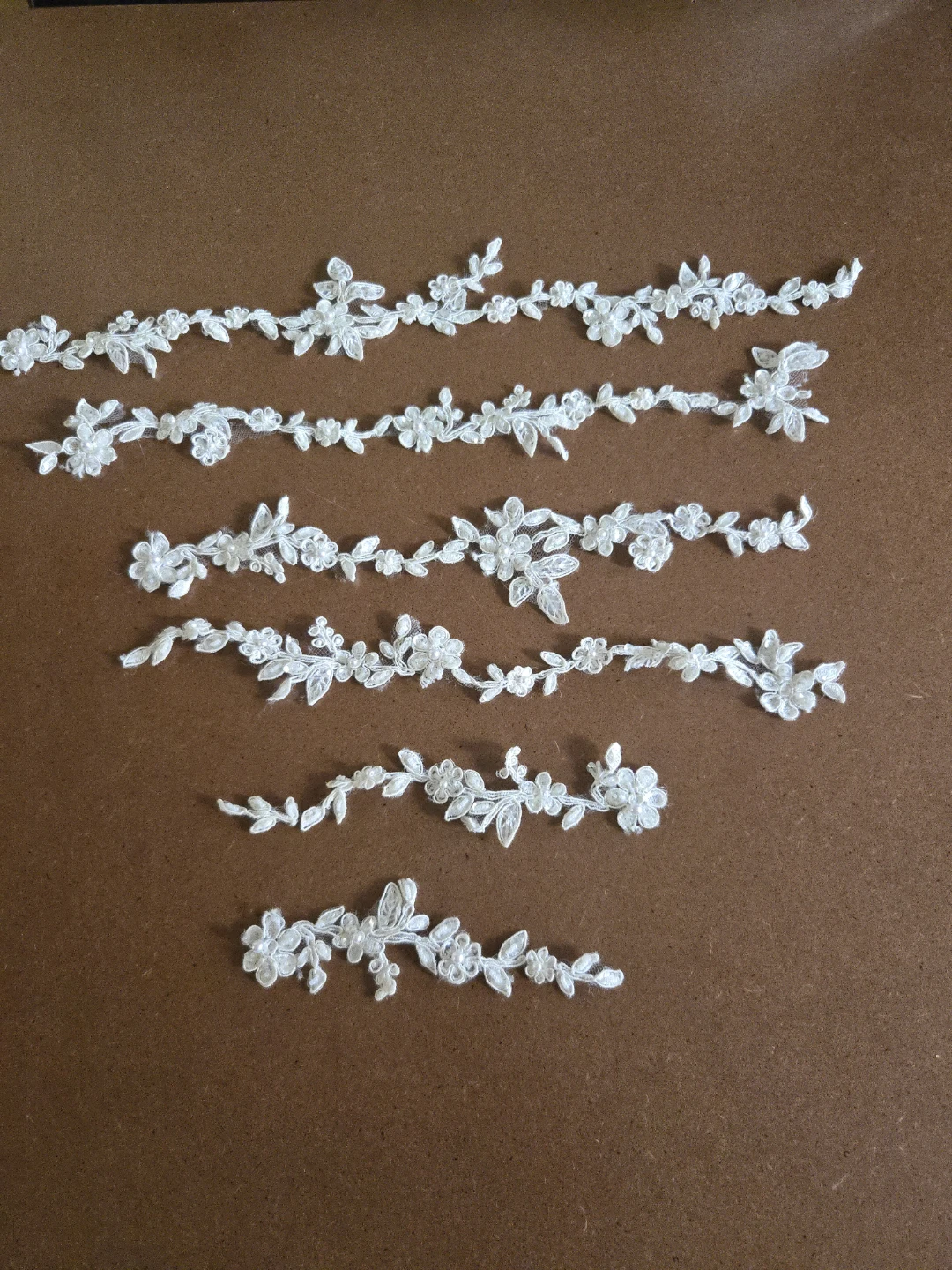 Light Ivory Lace Floral Trim with Pearls
