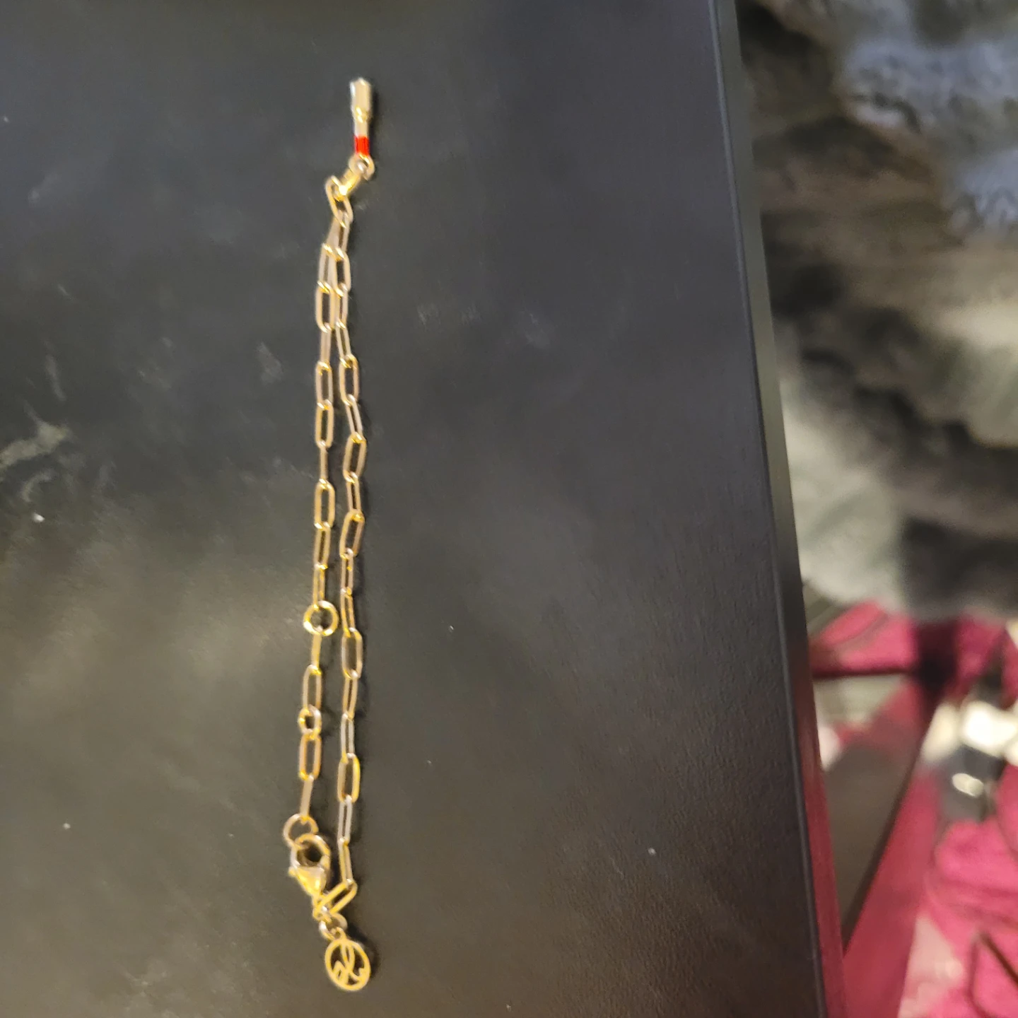Gold Tone Paperclip Chain Bracelet with Charm - photo 3