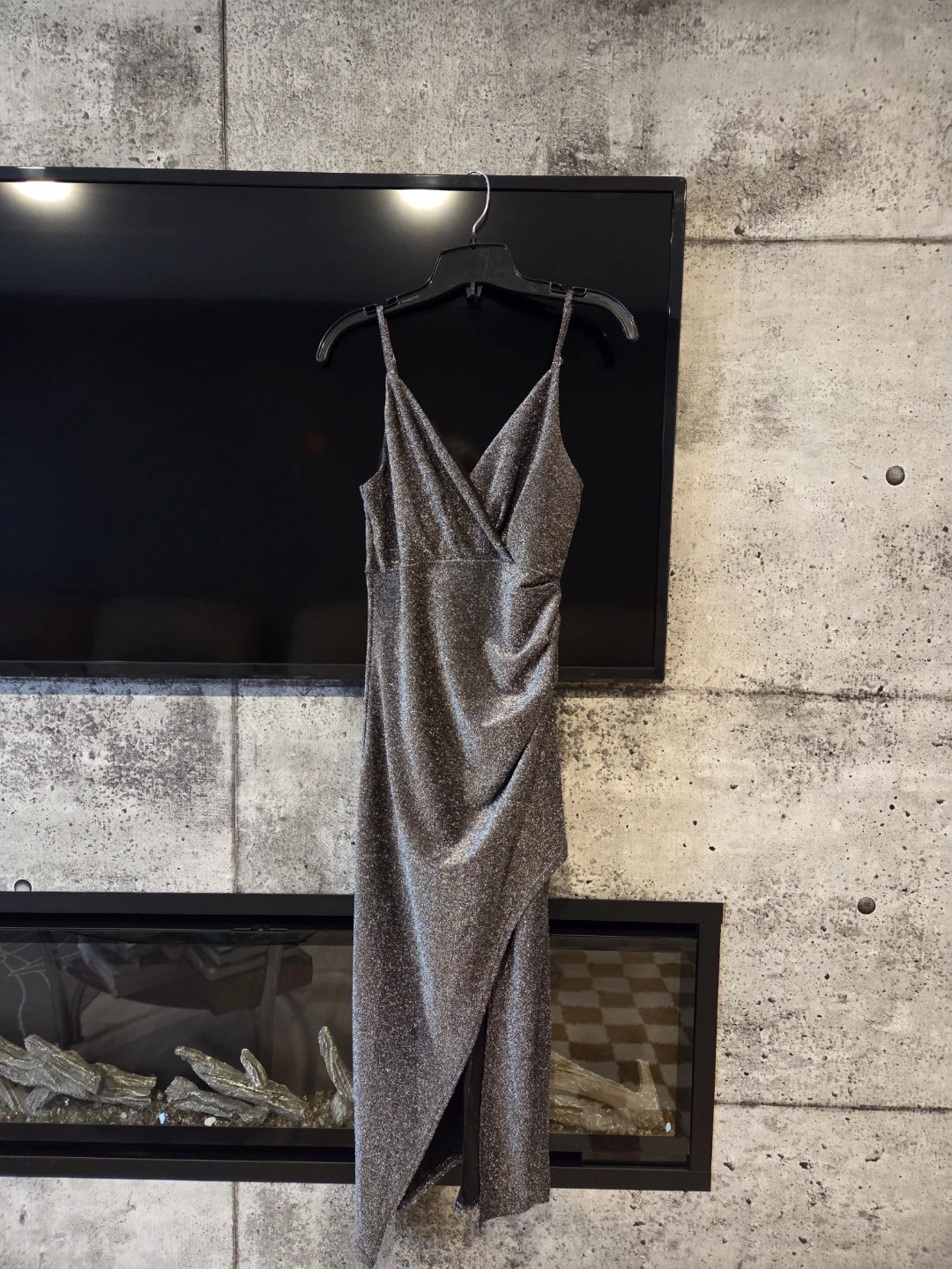 Forever 21 Sparkly Wrap Dress - Silver - Size L