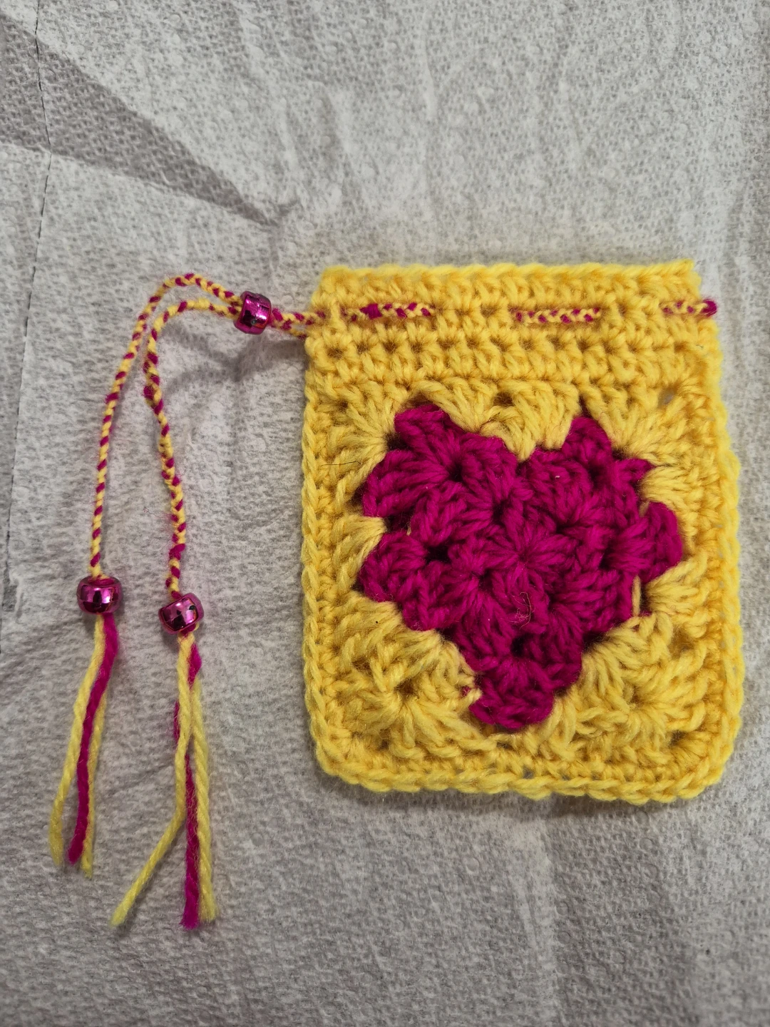 Handmade Crochet Pouch with Heart Design - photo 2