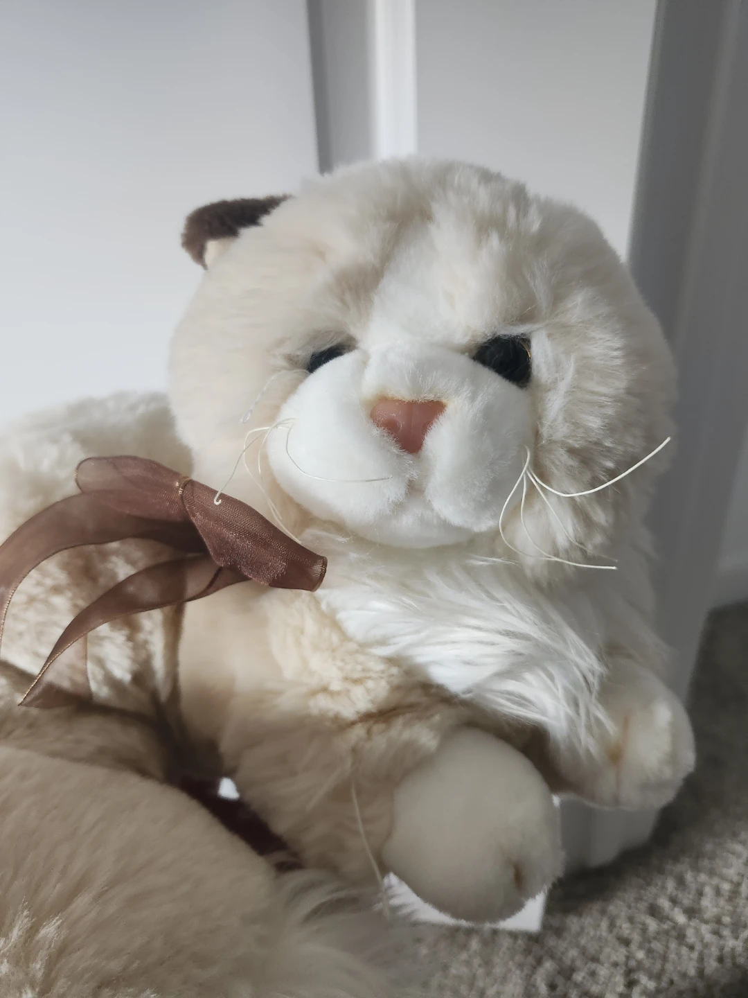 Plush Cat Stuffed Animal with Brown Ribbon - photo 5