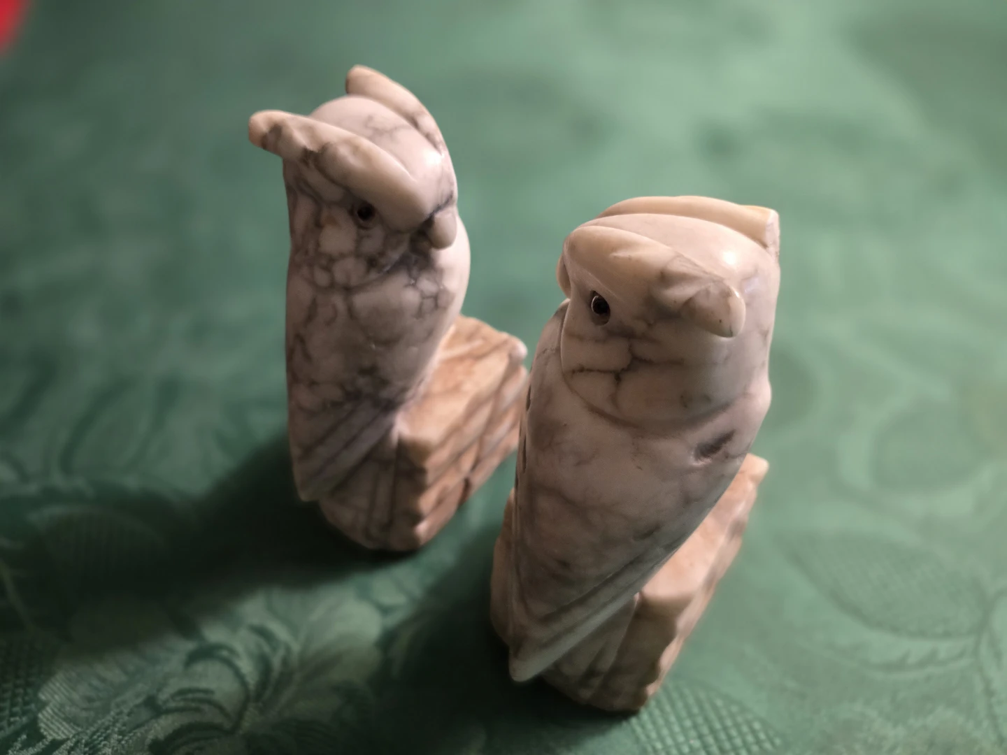 Pair of Matching Heavy Stone Owl Figurines