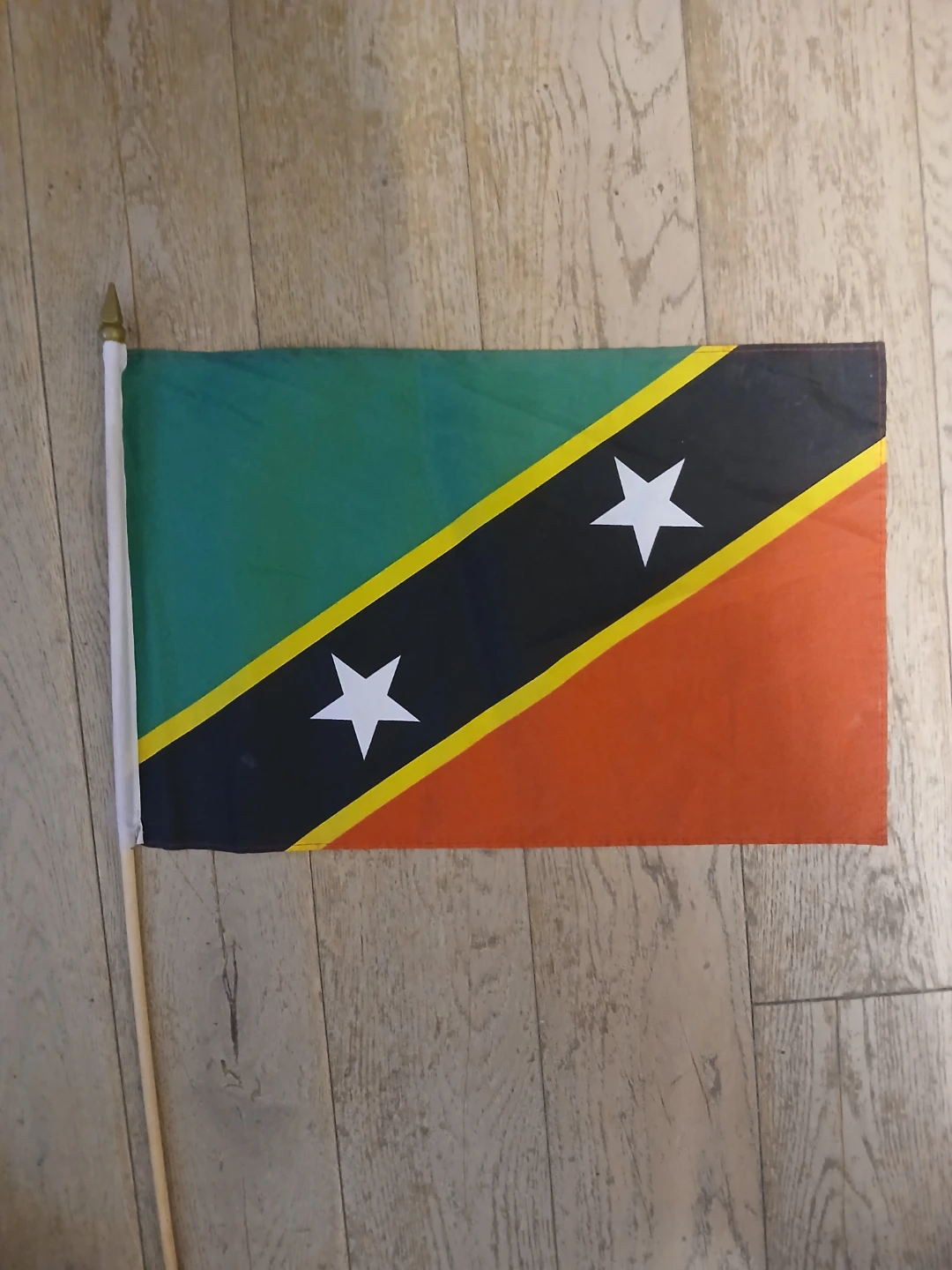 Saint Kitts and Nevis Flag with Wooden Pole - photo 3
