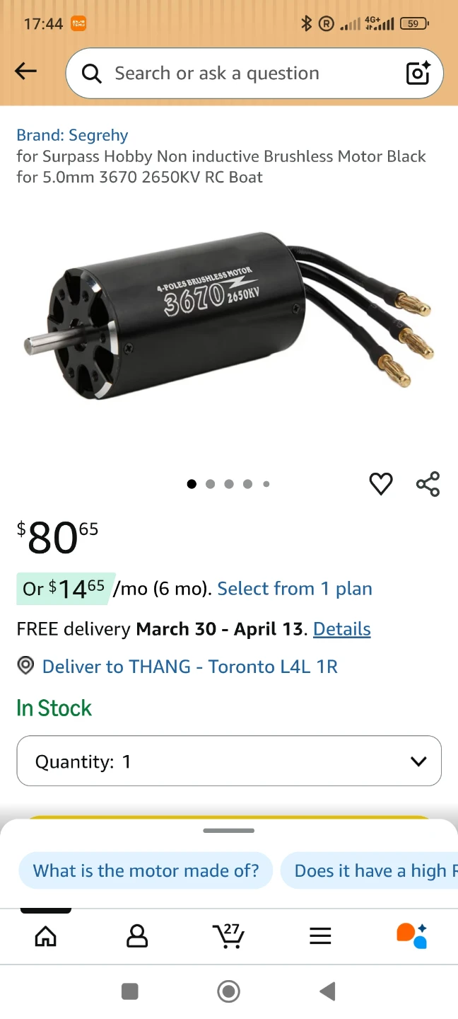 Surpass Hobby BL Motor 3674 2650KV 4 Poles Brushless Motor - photo 4