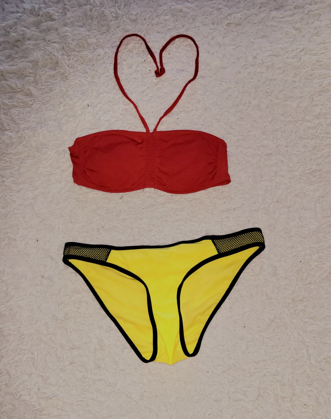 NEVER WORN!! Red and Yellow Bandeau Bikini Set