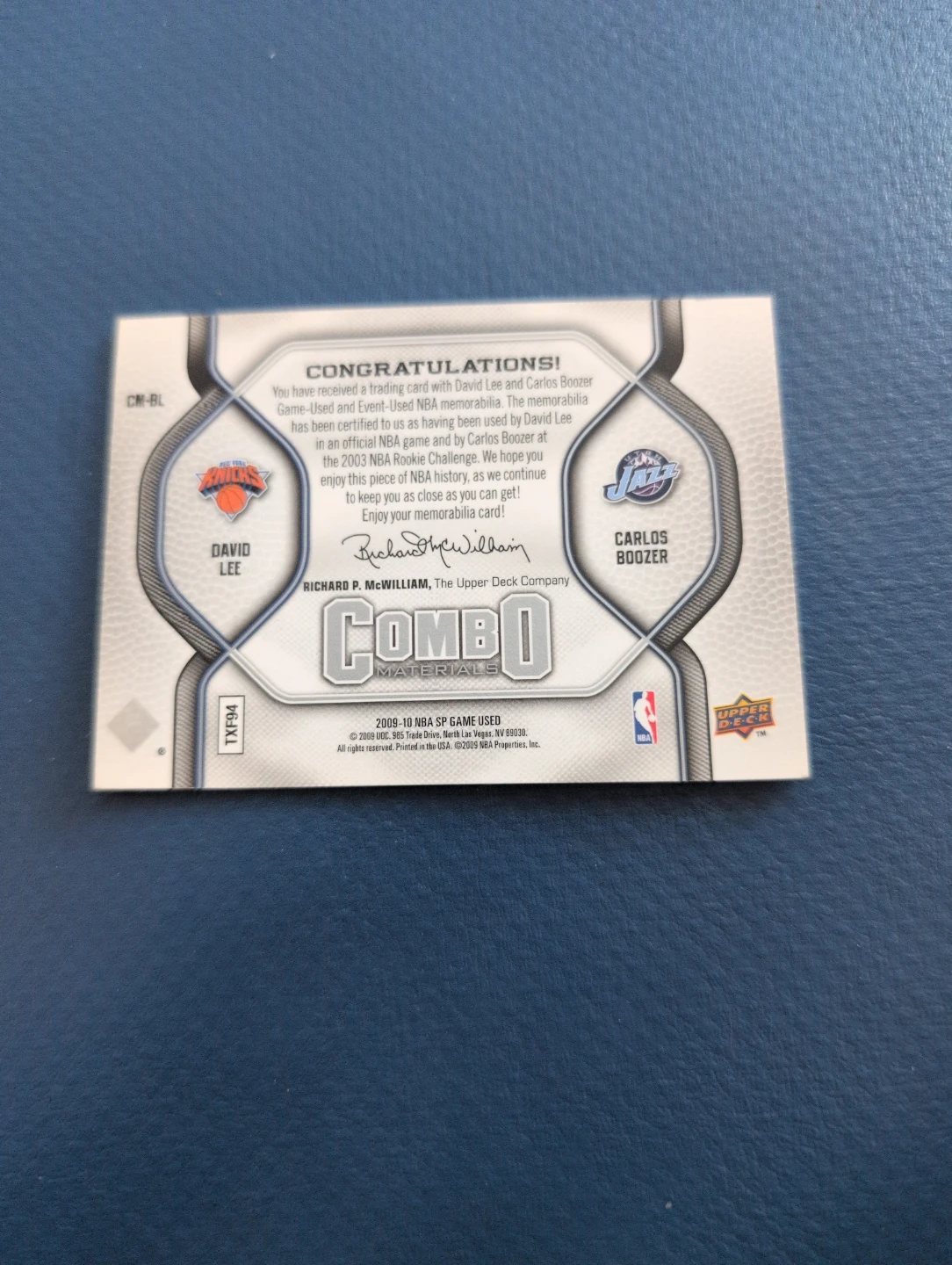2008-09 Upper Deck SP Game Used David Lee Carlos Boozer Combo - photo 2