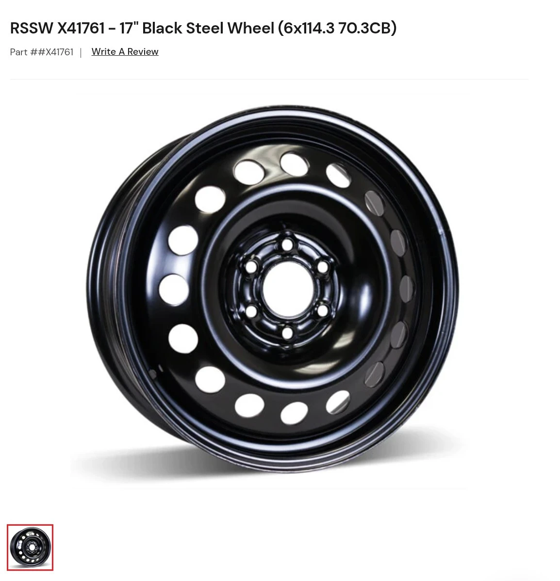 RSSW X41761 - 17" Black Steel Wheel