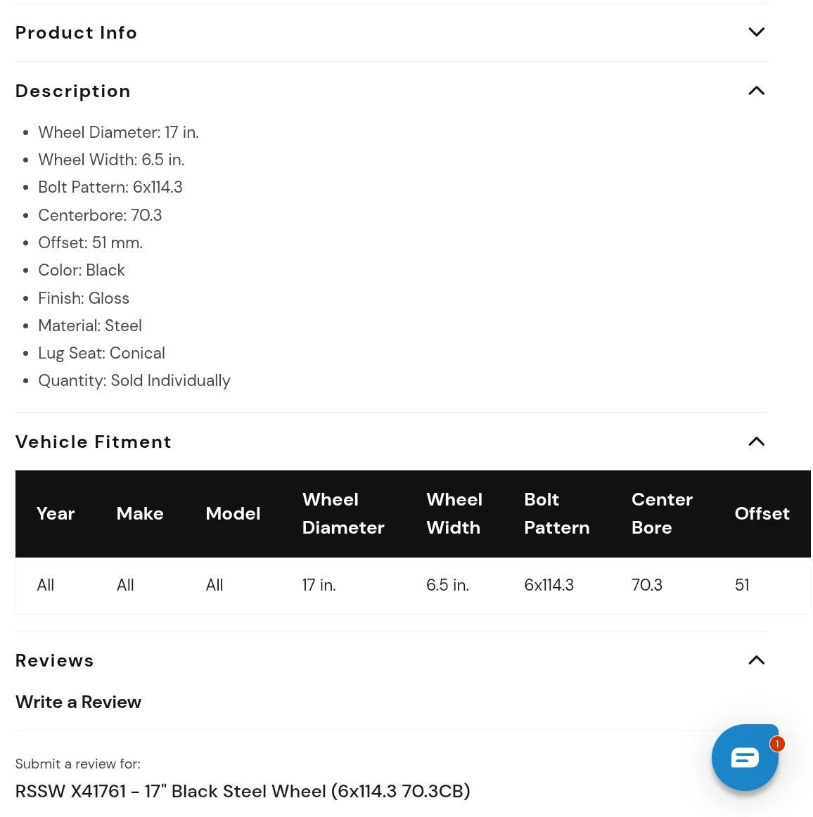 RSSW X41761 - 17" Black Steel Wheel - photo 2