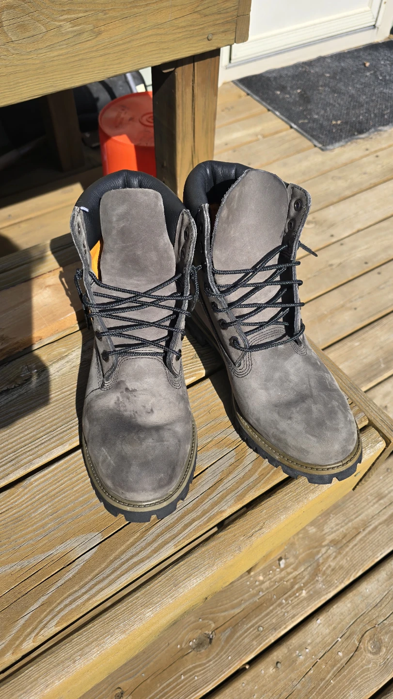 Timberland Men's Grey Leather Lace-Up Boots Size 10M - photo 3