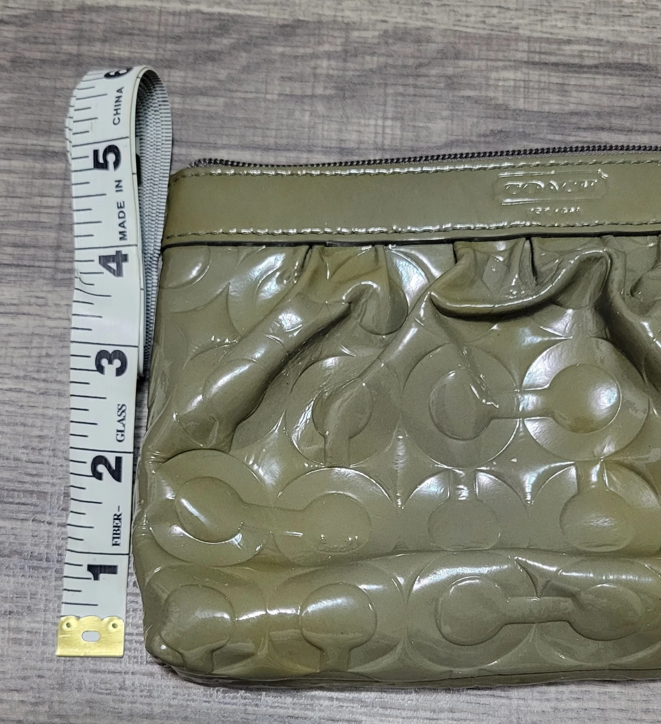Coach Wristlet Pouch Patent Leather Monogram Green - photo 5