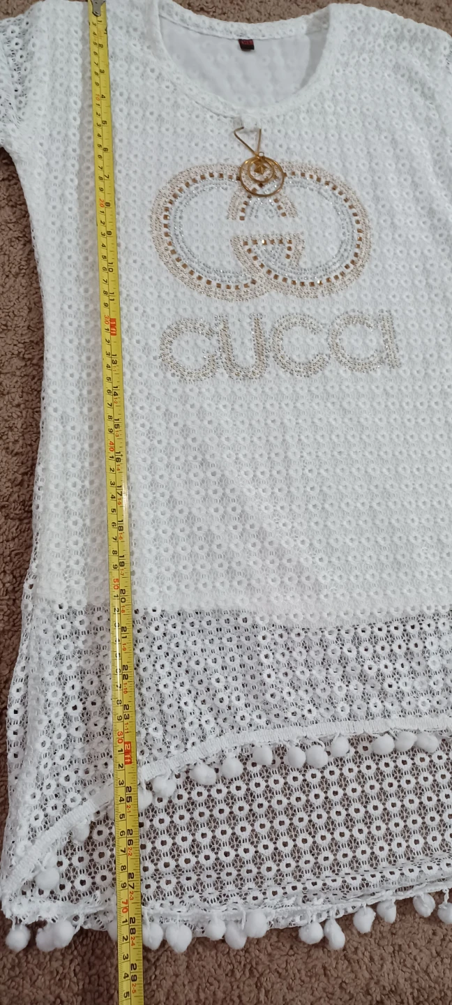 White Lace Tunic with Embellished Logo - photo 5