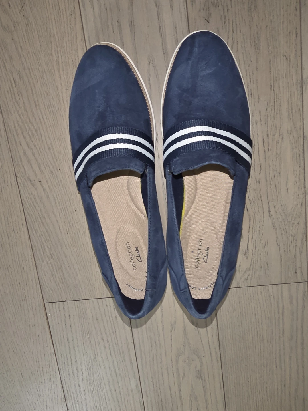 Clarks Women's Blue Suede Slip-On Loafers