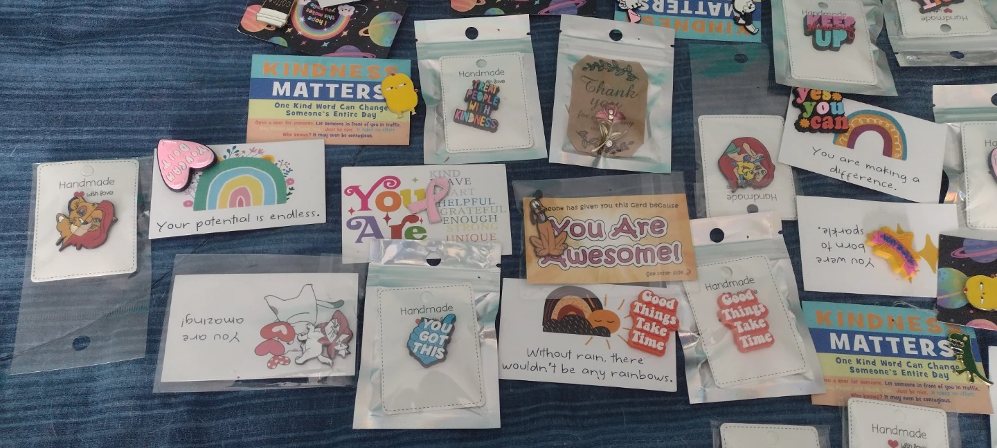 Assorted Handmade Enamel Pins with Inspirational Messages