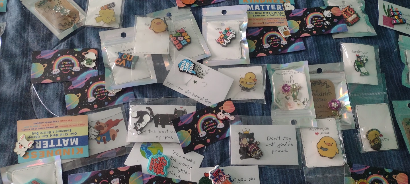 Assorted Handmade Enamel Pins with Inspirational Messages - photo 2