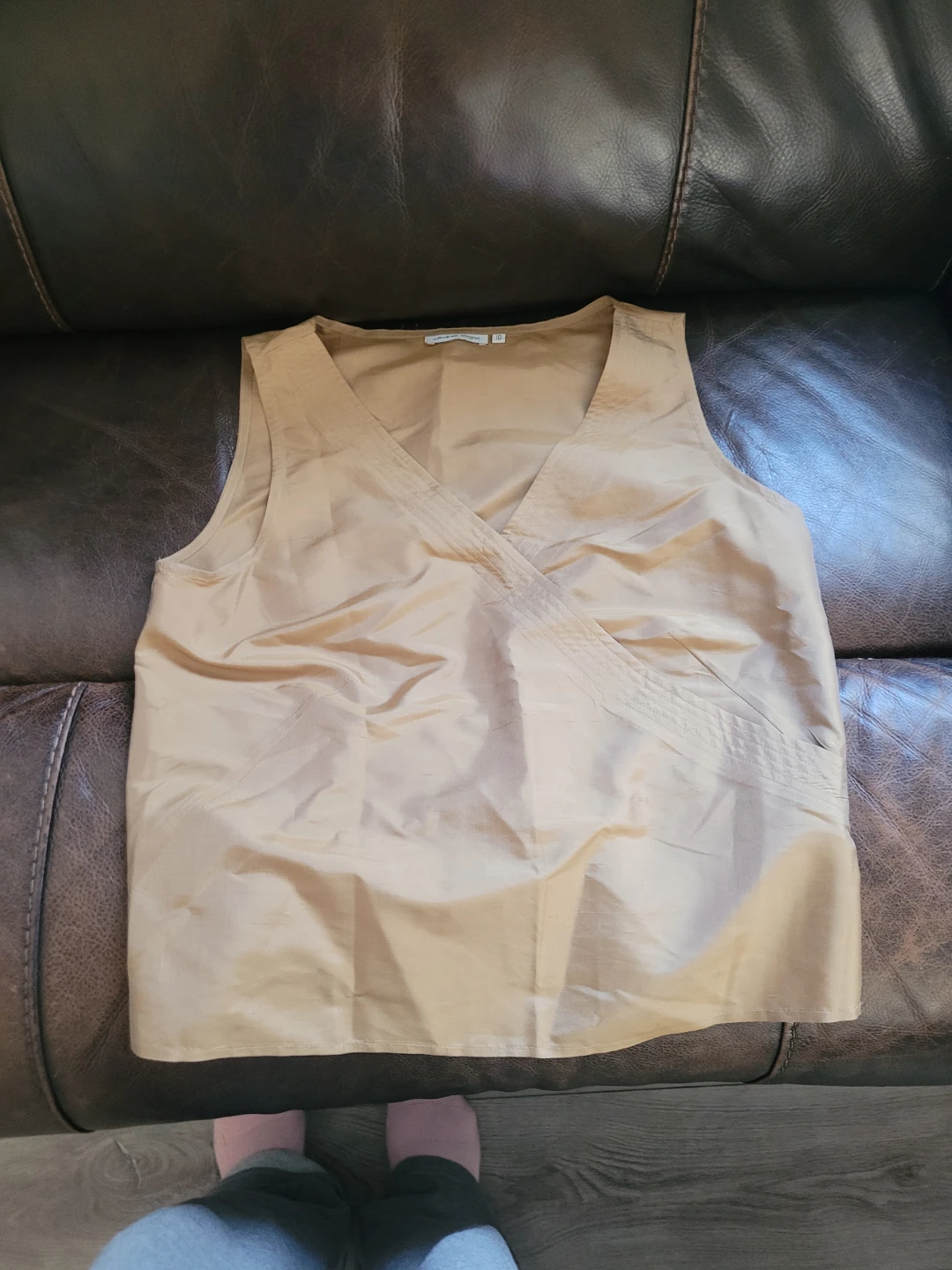 Tan Sleeveless Blouse
