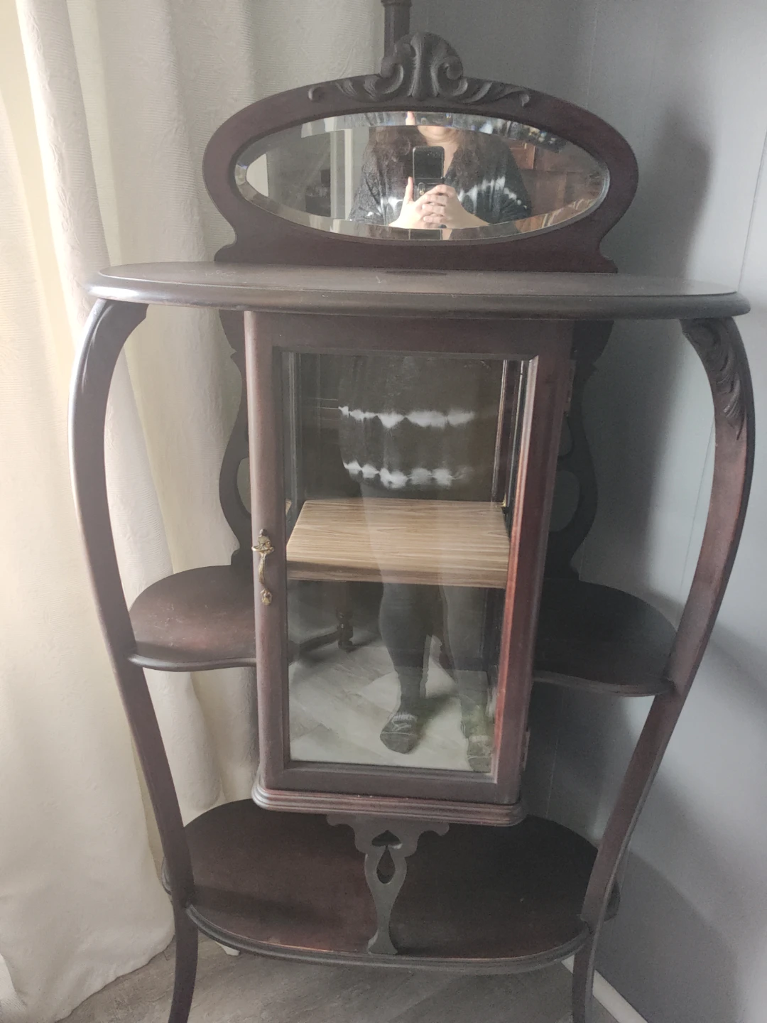 Antique Display Cabinet with Mirror - photo 2