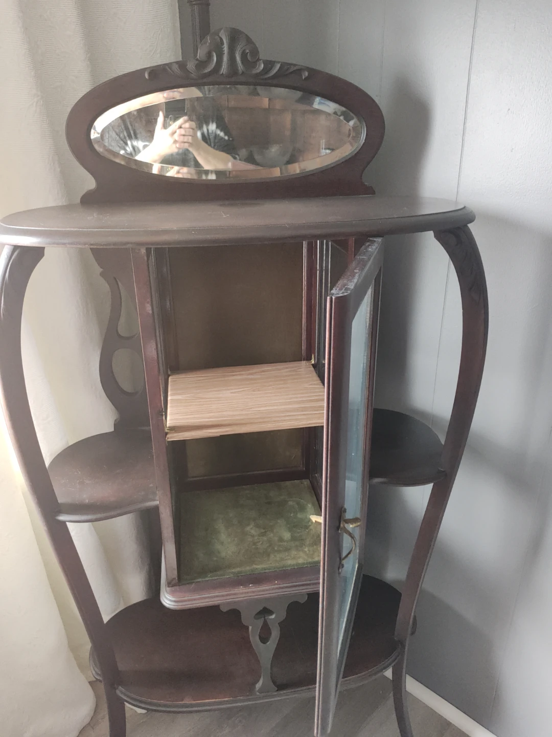 Antique Display Cabinet with Mirror - photo 3