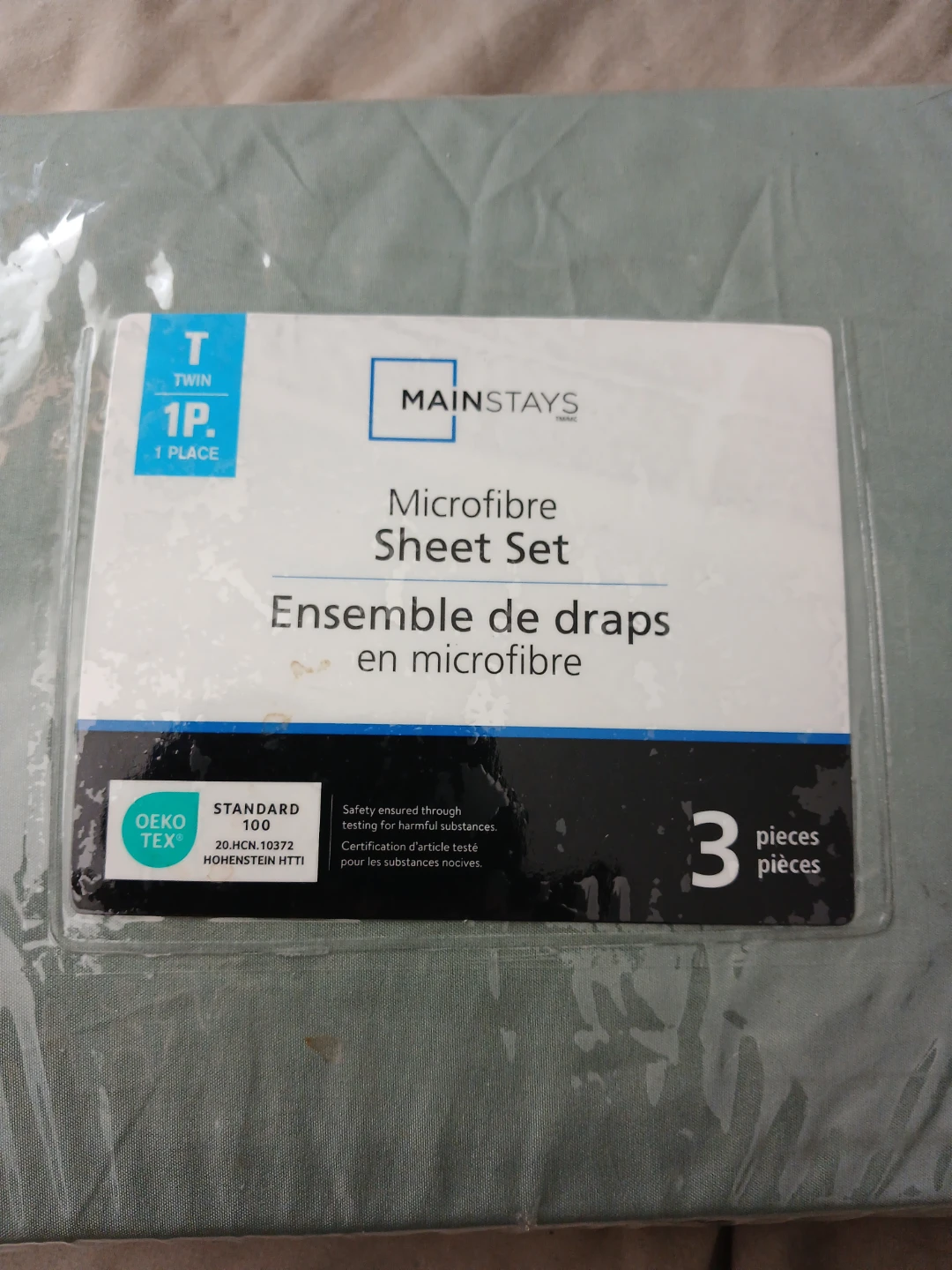 Mainstays Twin Microfibre Sheet Set - Light Green - photo 2
