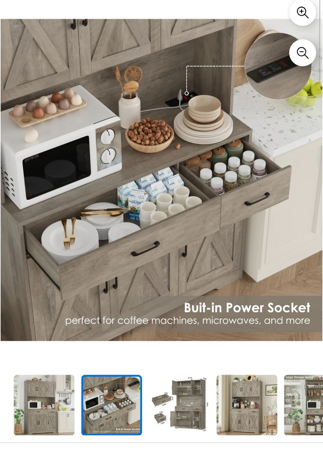 Homfa 71" Kitchen Pantry with Charging Station - photo 2
