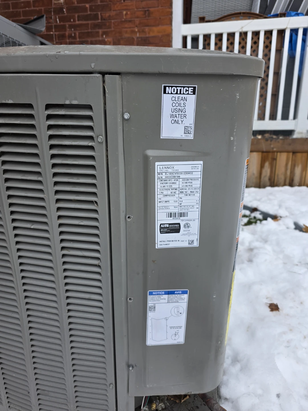 Lennox EL18XCV36B-230A12 Air Conditioner