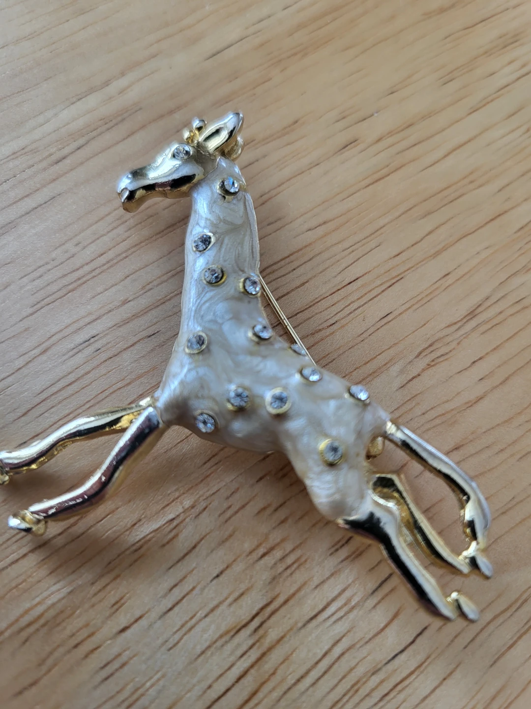 Gold-tone Giraffe Brooch with Rhinestones