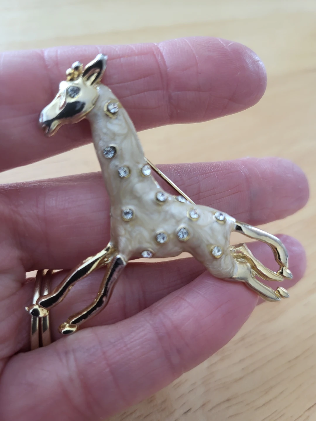 Gold-tone Giraffe Brooch with Rhinestones - photo 3