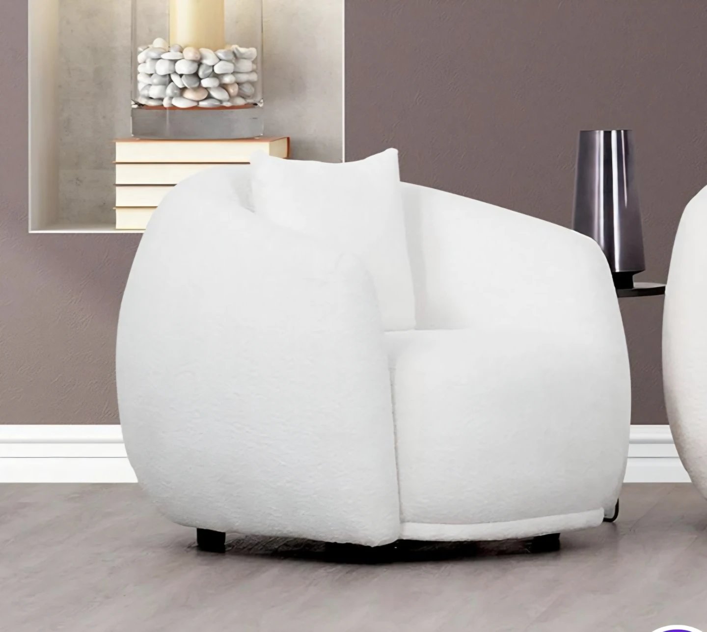 White Boucle Accent Chair