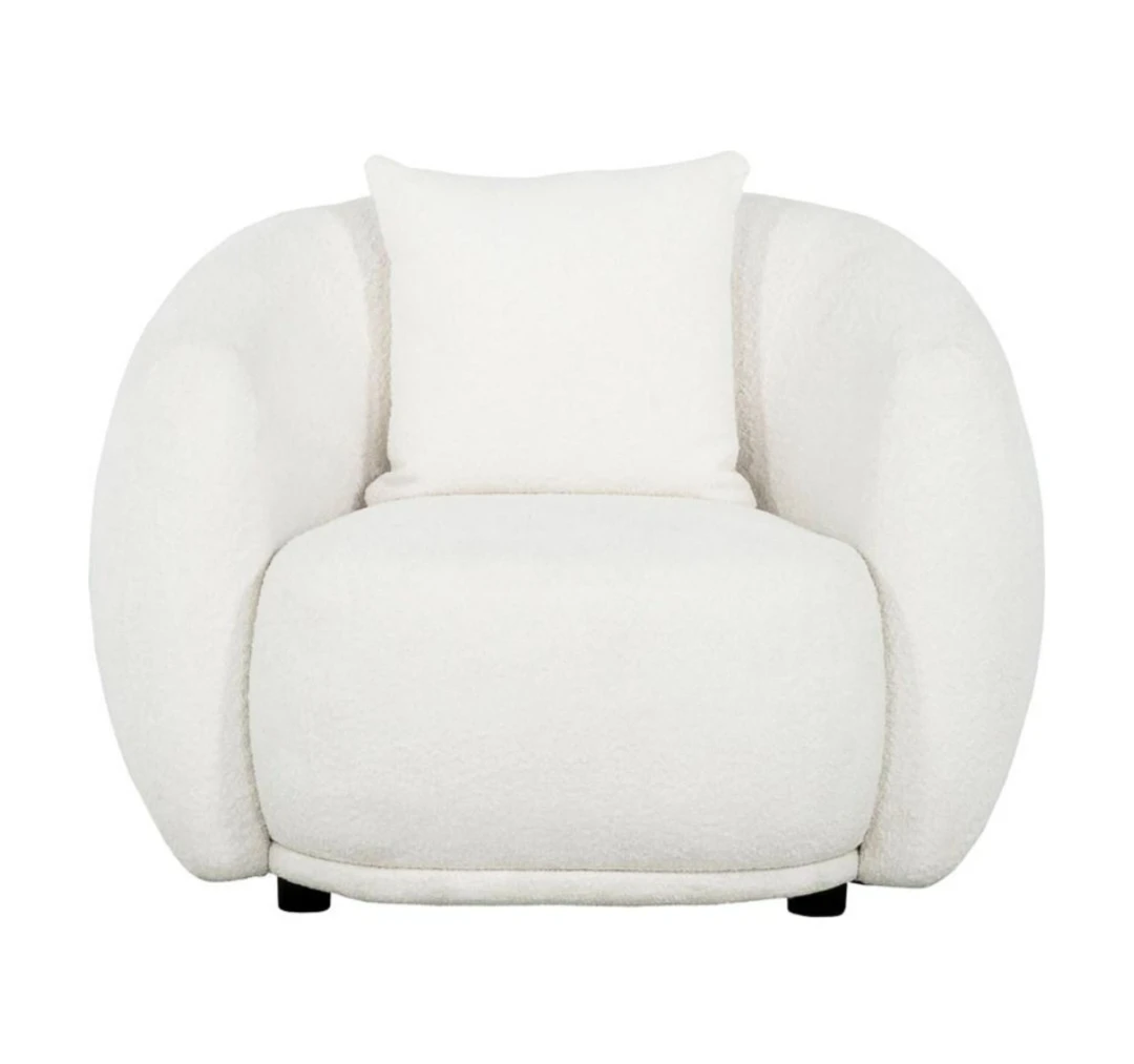 White Boucle Accent Chair - photo 3