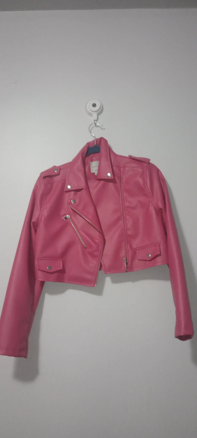 LOVE TREE Pink Faux Leather Moto Jacket - Medium