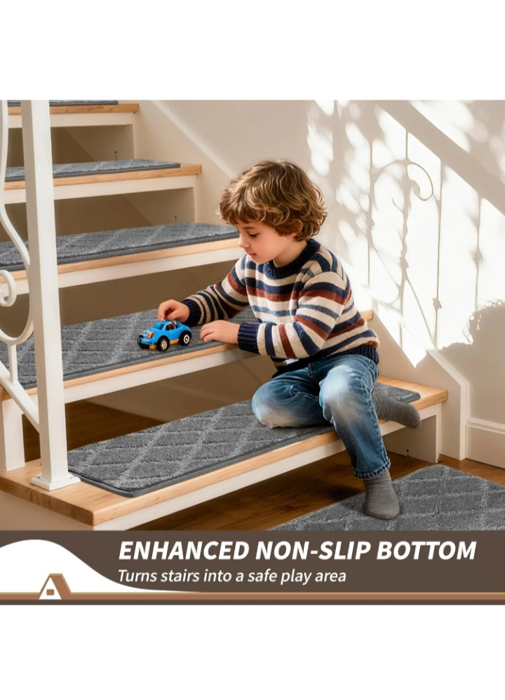 Set of 7 Grey Diamond Pattern Stair Treads 36" x 9" - photo 3