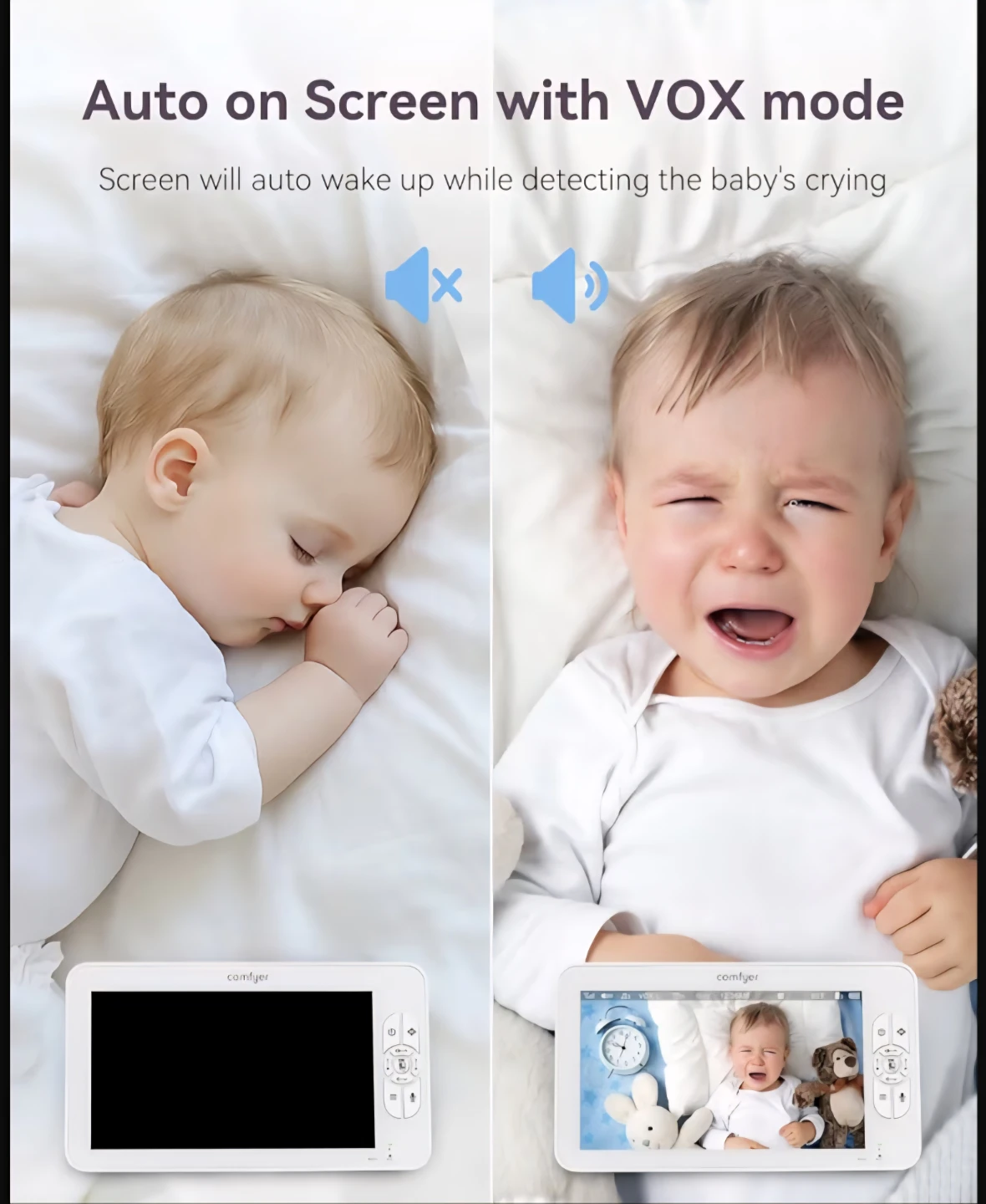 Comfyer 7" HD Split Screen Baby Monitor with 2 Cameras - photo 4