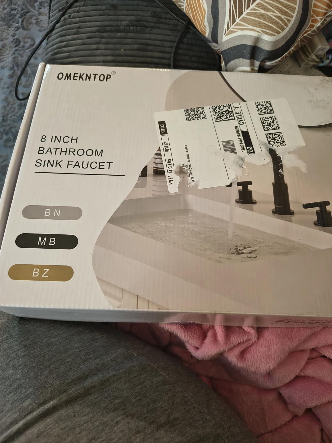 OMEKNTP 8 Inch Brushed Nickel Bathroom Sink Faucet
