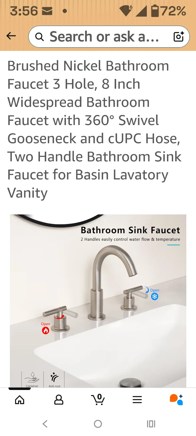 OMEKNTP 8 Inch Brushed Nickel Bathroom Sink Faucet - photo 4