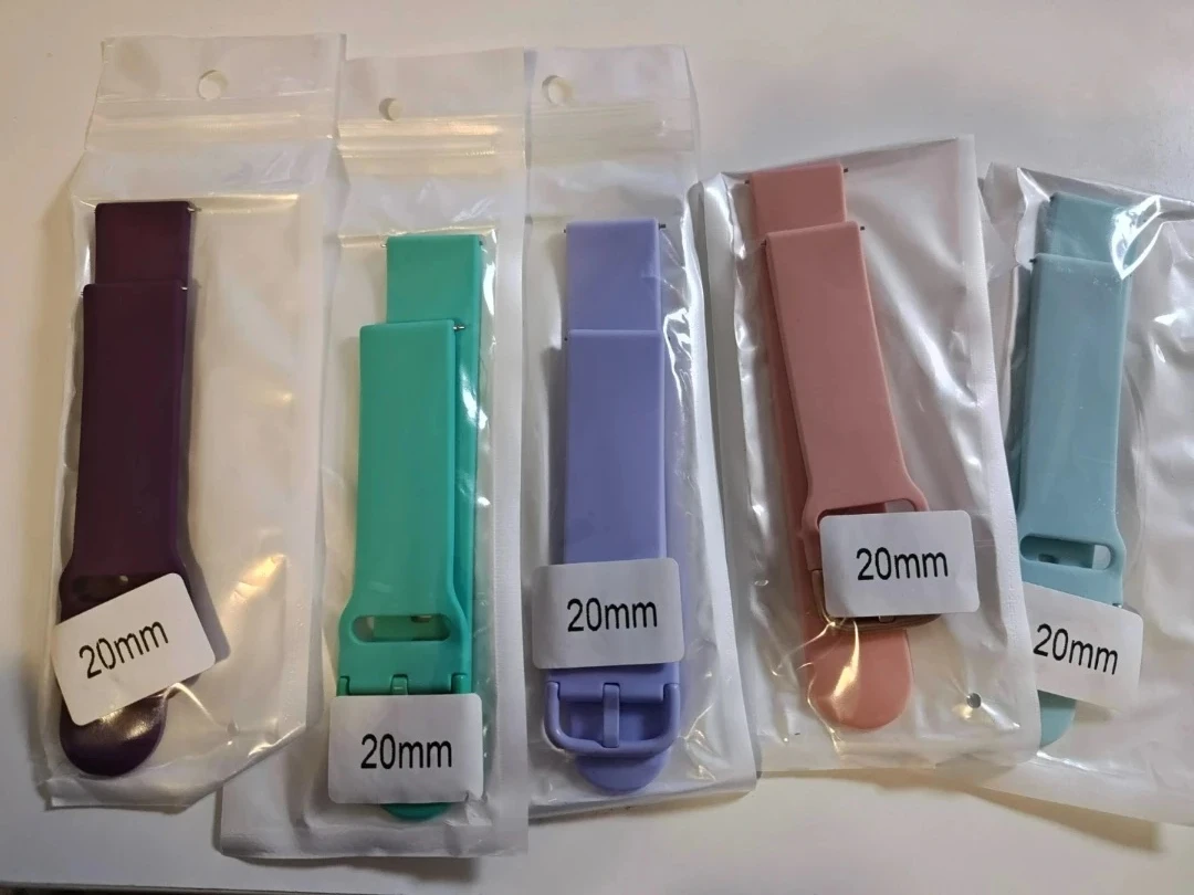 Set of 5 Silicone Watch Bands (20mm) for Apple Watch