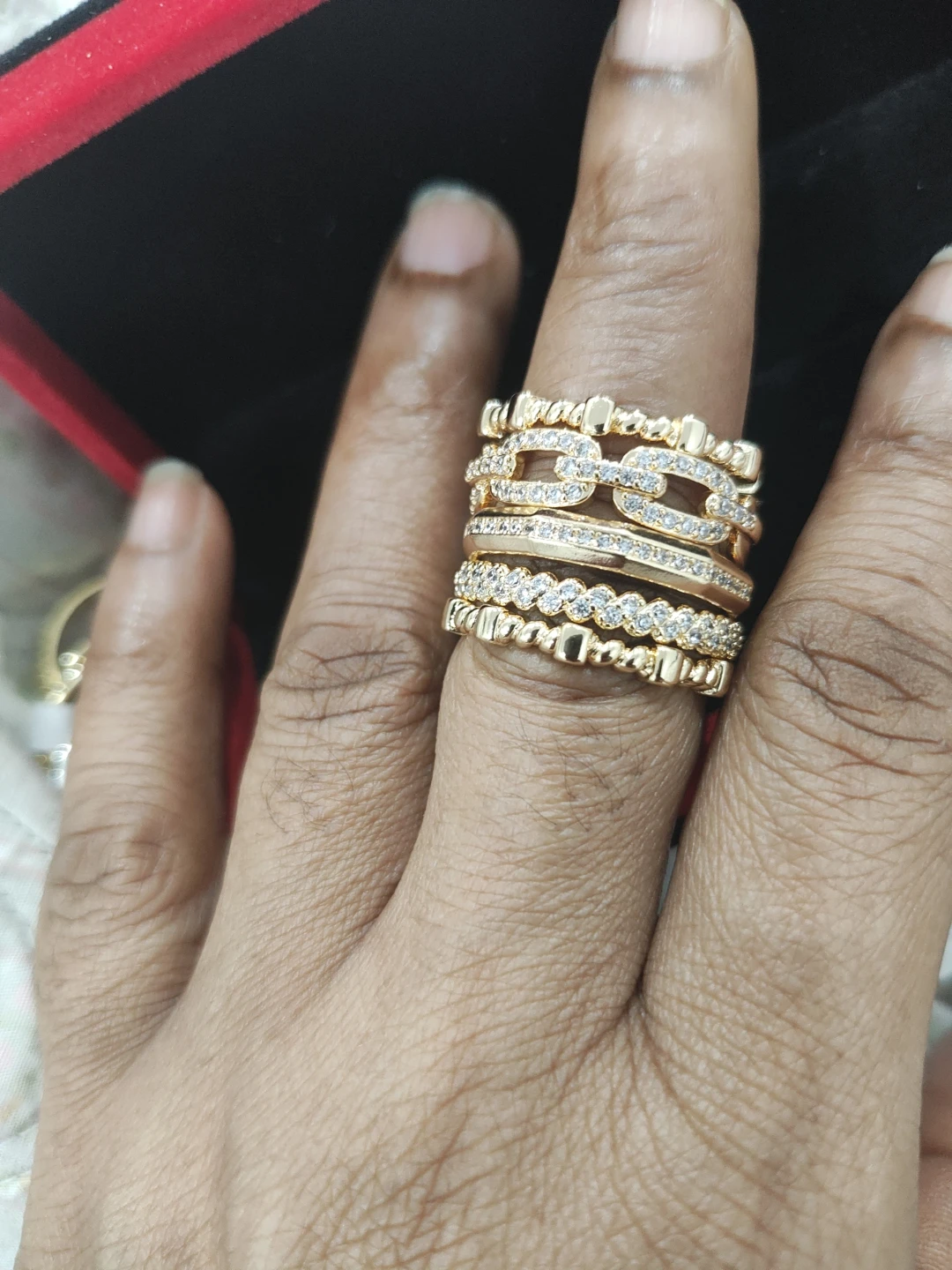 Stackable Ring Set with Diamonds and Emeralds - photo 2