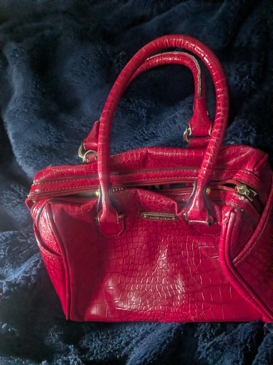 Red Faux Croc Handbag - photo 2