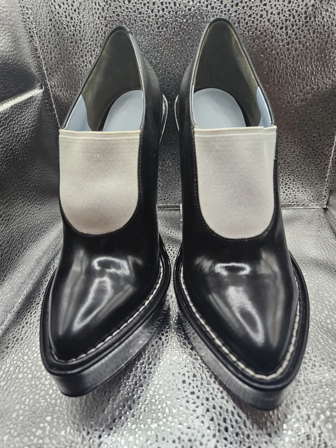 Alexander Wang Black Pointed Toe Heels with White Detail