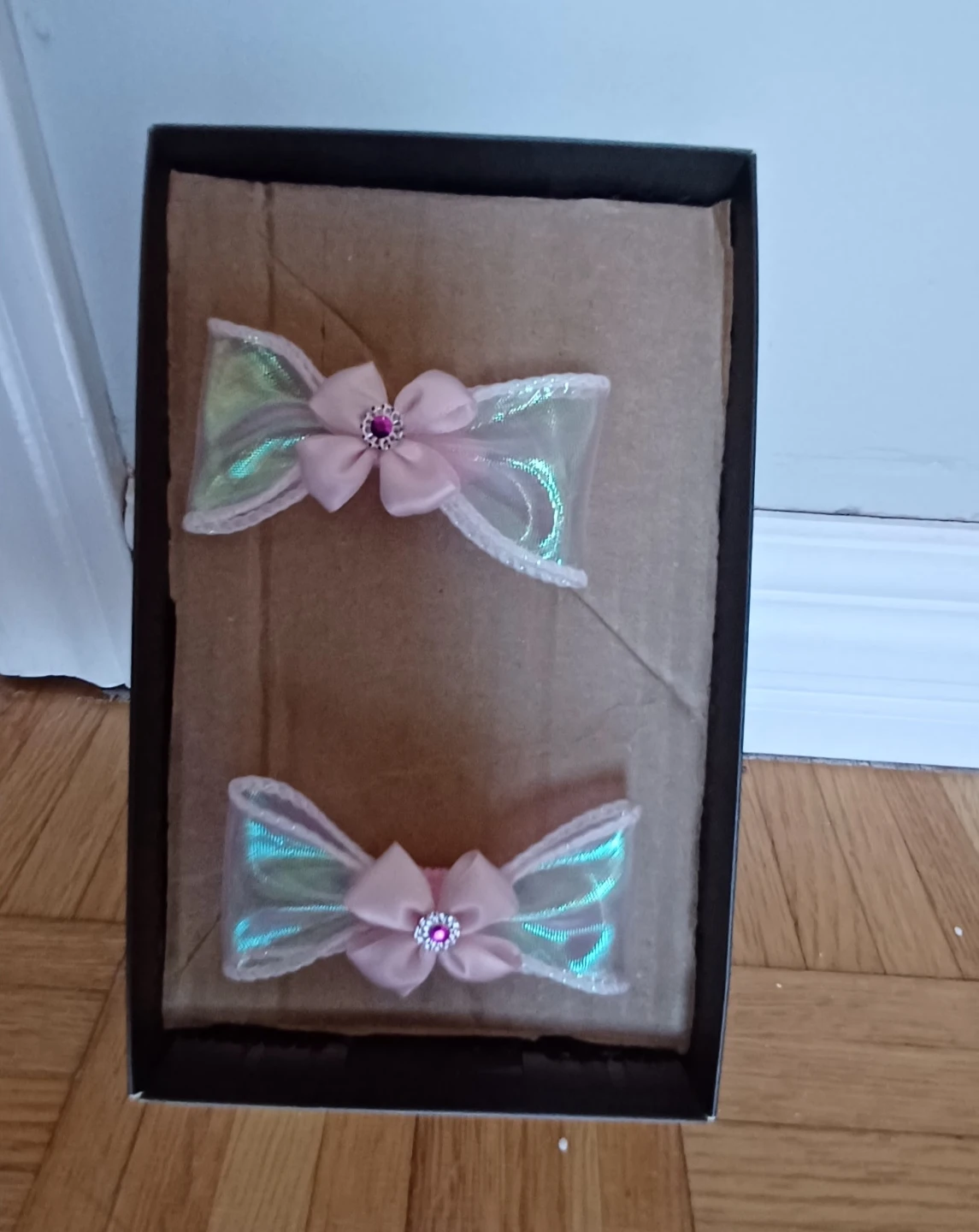Pink Bow Hair Ties with Gems (Set of 2) - photo 3