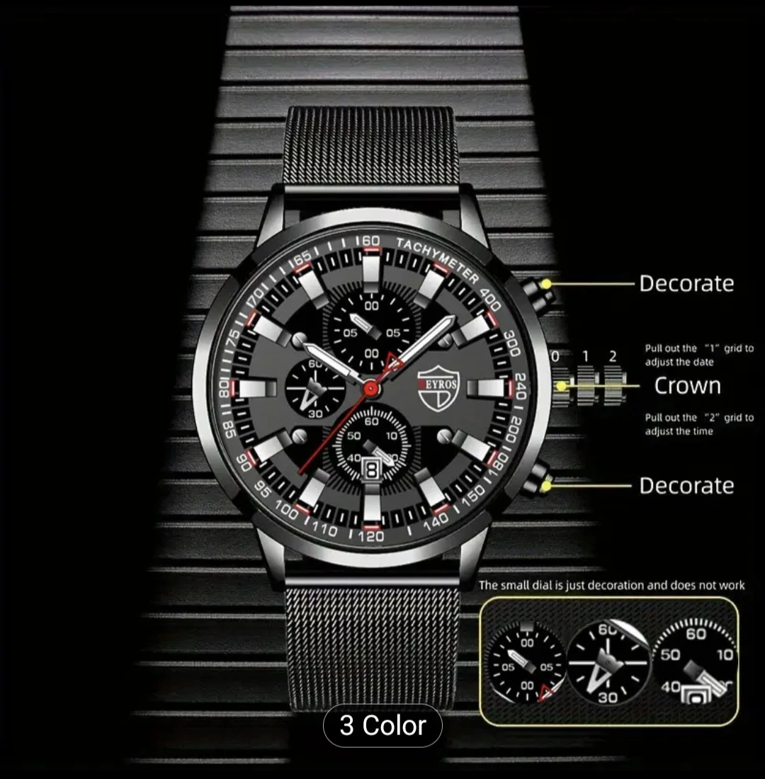 EYROS Black Chronograph Watch