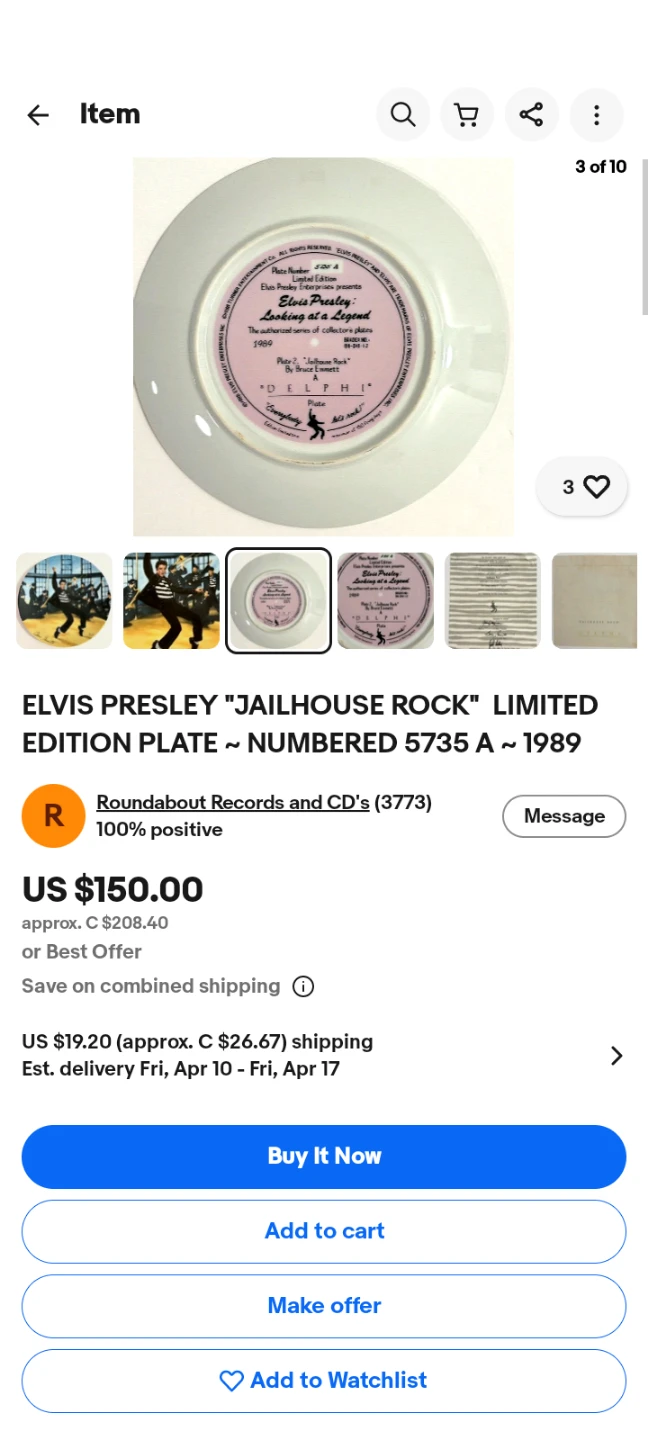 Elvis Presley Limited Edition Collector Plates (Set of 3) - photo 5