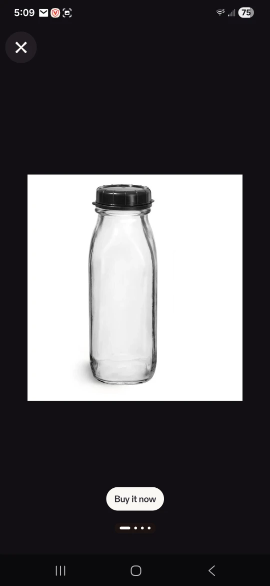 Glass Milk Bottle with Black Screw-On Lid
