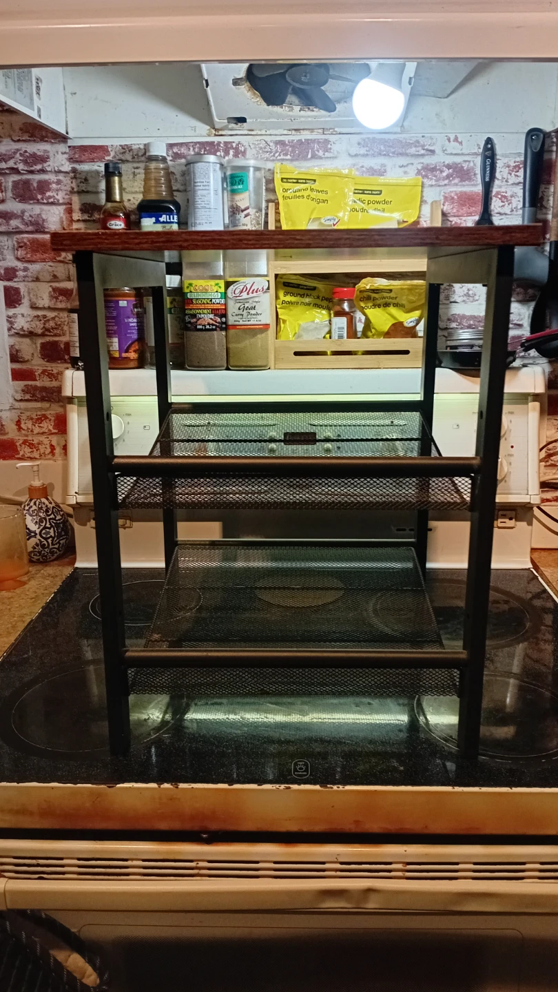 Rustic Wood Top Side Table with 2 Mesh Shelves - photo 3