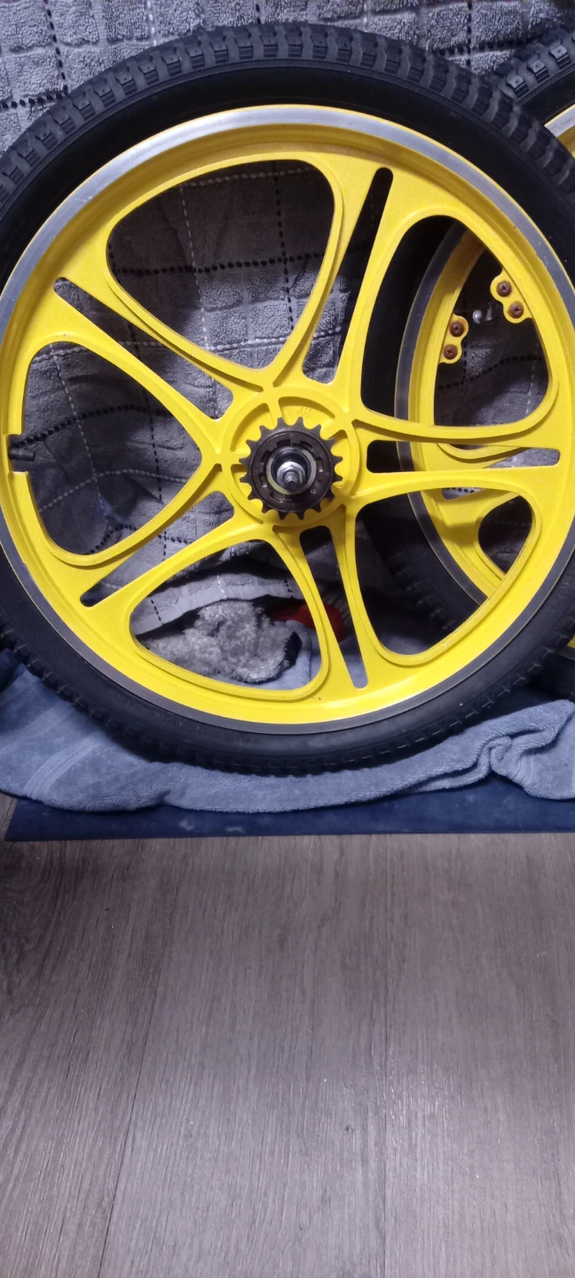 Yellow Bicycle Wheels - Pair