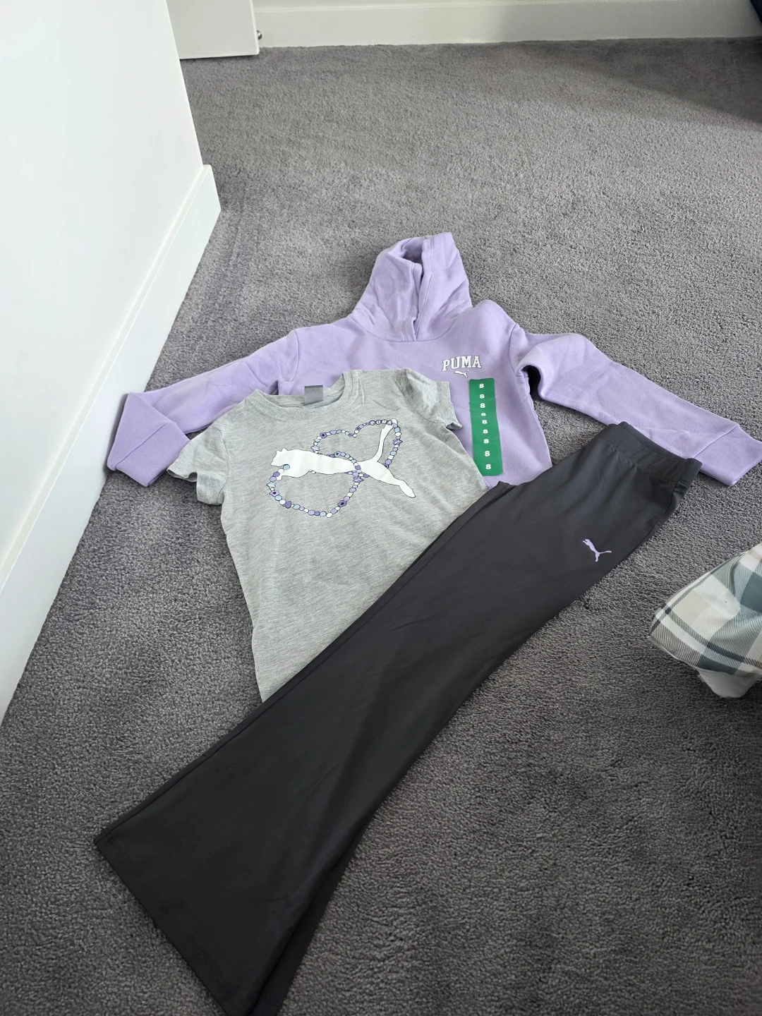 Puma Girls' Hoodie, T-Shirt, and Pants Set