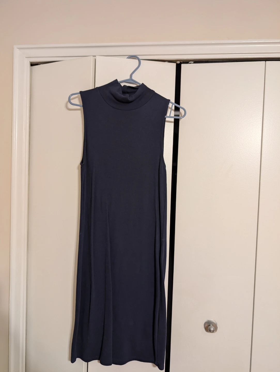 Tna Sleeveless Mock Neck Dress - Navy - Size L