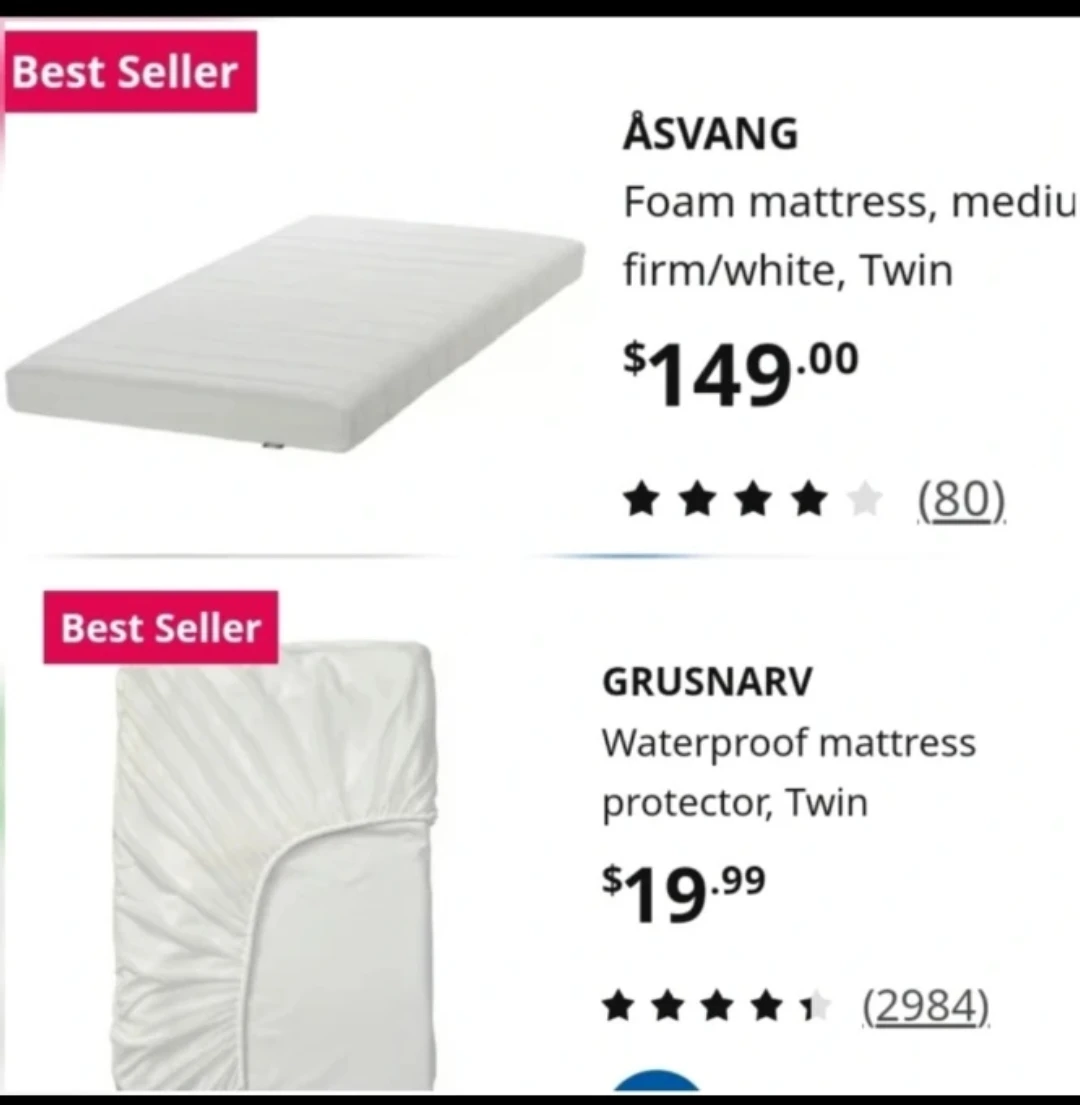 IKEA ÅSVANG Foam Mattress with Mattress Protector