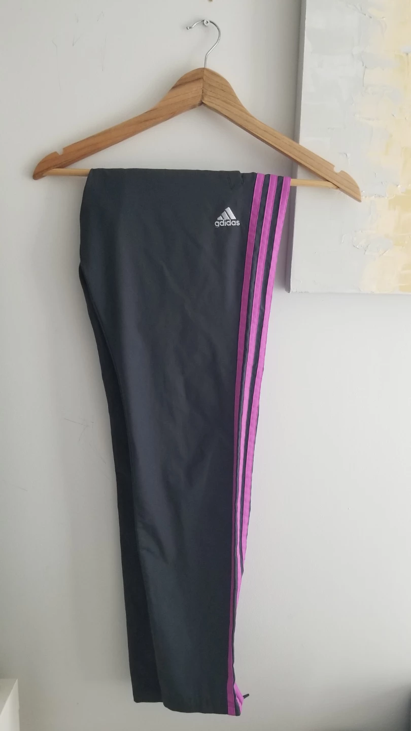 Adidas Women's Grey/Purple Striped Track Pants