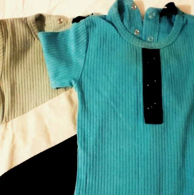 Teal Ribbed Baby Footed Sleeper, 2 Stretchies